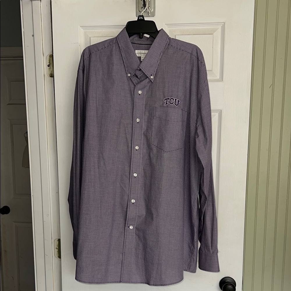 Cutter & Buck TCU Purple Casual Button Down Shirt